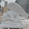 Natural white marble life size praying hell angel figure for tomb / headstone