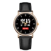 Custom Printing Watch Custom Logo Round Shape Analog Display Stainless Steel Black Watch Men