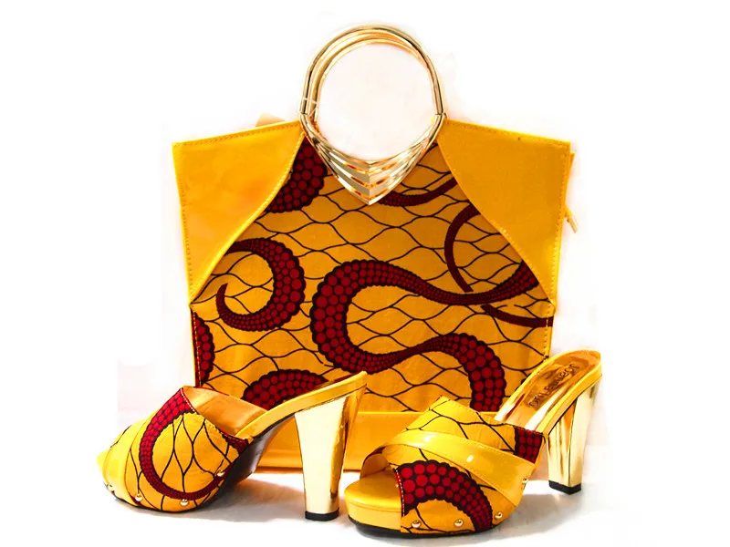

Haniye Holland shoes and bag set MAY31-01 african shoes matching bag in yellow