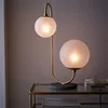 Modern Oriental E27 Socket Table Reading Lamp with Copper Iron Fitting Off White Glass Sphere for Hotel Restaurant Decorations