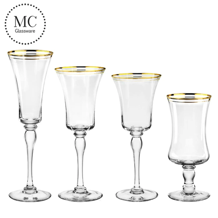 

All size gold rimmed bulk crystal wine glass for wedding
