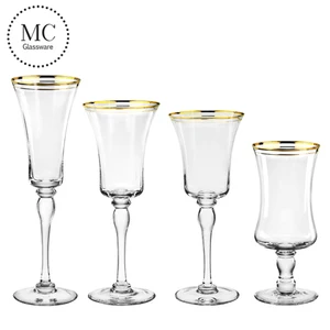 All size gold rimmed bulk crystal wine glass for wedding