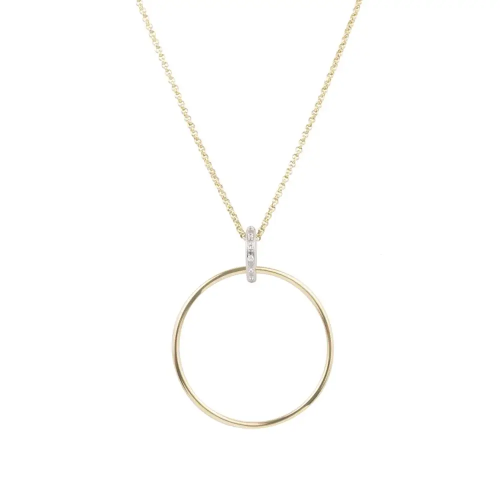 
Women stainless steel circle long necklace hypoallergenic simple pendant jewelry 