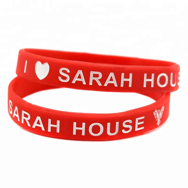 

50PCS I Love Sarah House Silicone Wristband Red Adult Size