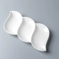 

10 inch Pea Shaped three grid plate Good flat Ceramic plate Wholesale porcelain dinnerware sets restaurant serving dishes