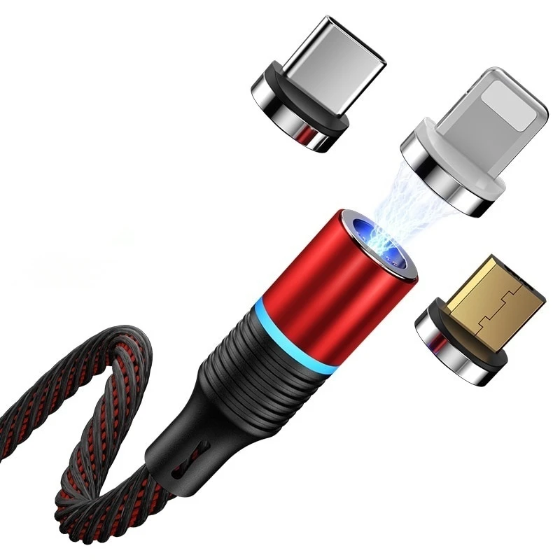 LED Indicator QC3.0 Magnetic Braided USB Cable Charger