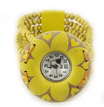 

high quality ladies bracelet vintage weaved wrist watch of charm wooden beads band quartz Tourist attractions wooden watch