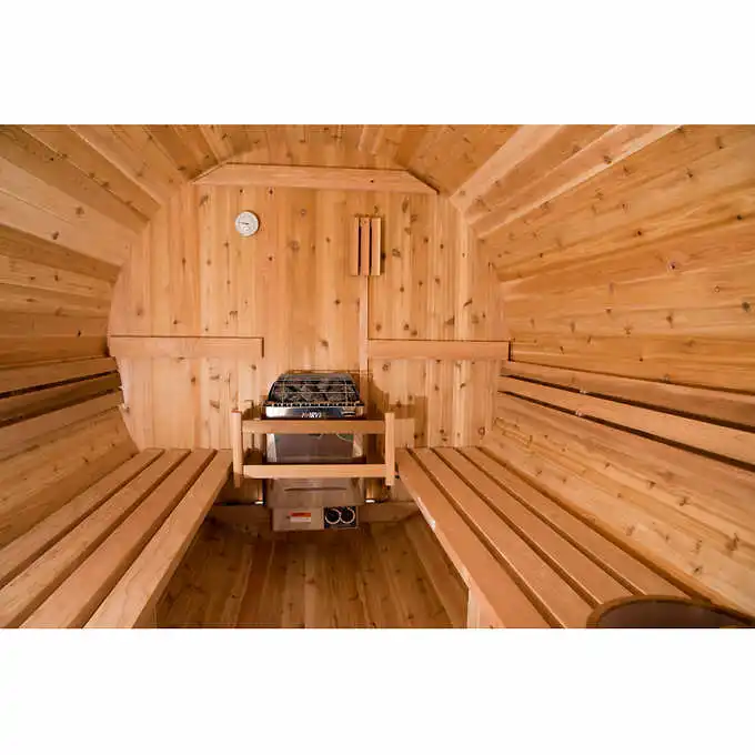 
Outdoor Use Sauna room red cedar 6 persons outdoor barrel sauna room with hervia sauna heater Good Price 