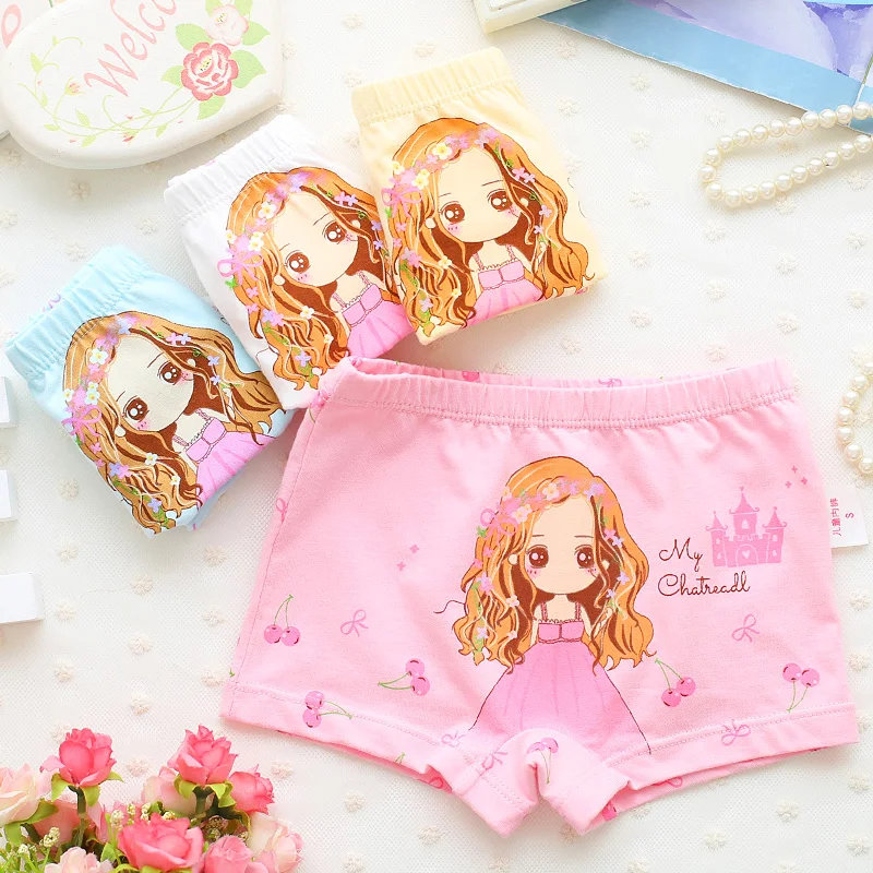 

Custom Brand Children Cotton Breathable Cute Cartoon Printed Elastic Boxer Underwear For Girls, Picture shown