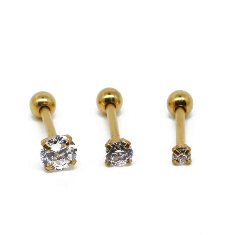 Fake piercing tragus small cone golden anodized