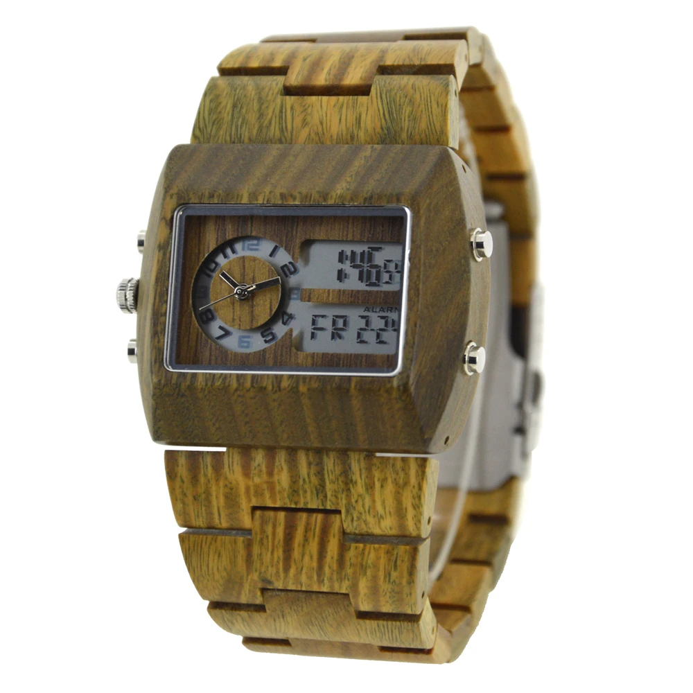 

Men Style Watch , Square Wood Watches Men With Japan PC21 Movement