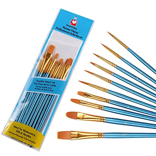 Professional Fine Tip Paint Brush Set Round Pointed Tip Nylon Hair