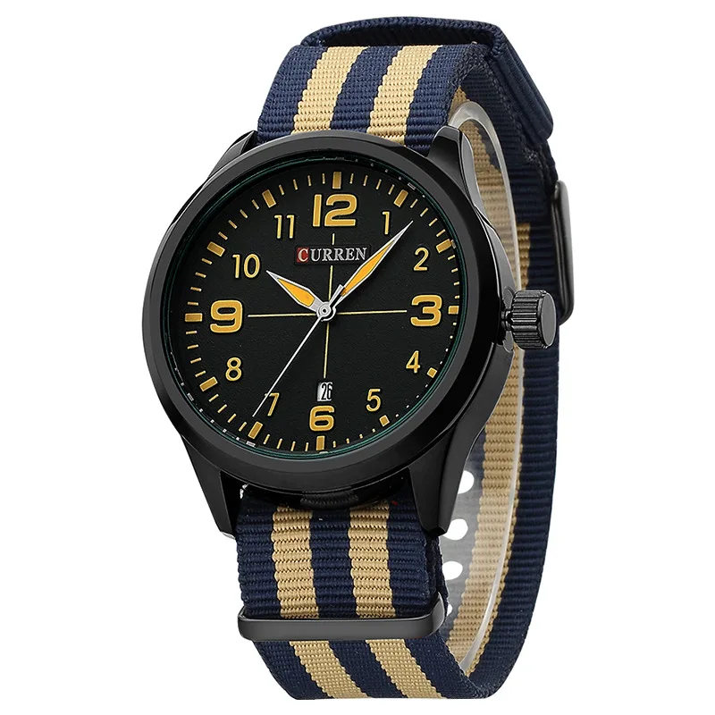 

Branded Luxury CURREN 8195 Nylon Strap Male Watches Date Displaying Fashion Watches For Men And Women watch men 2016