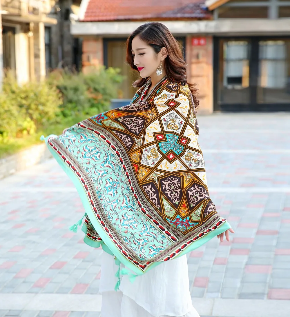 Asia Scarf Market Neckwear Shawls Beautiful Large Silk Feeling Scarf ...