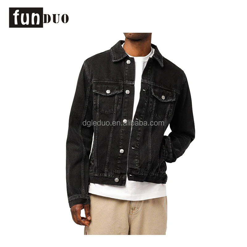 distressed black denim jacket mens