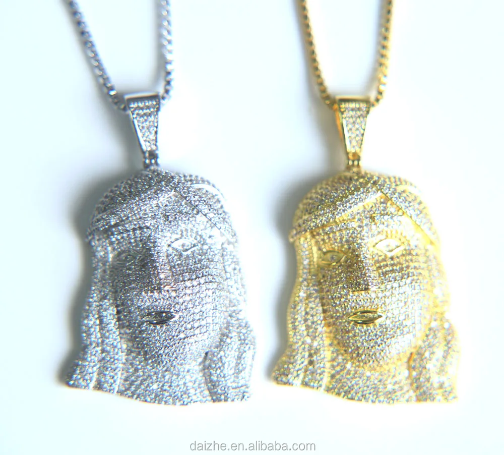 

2021 custom top quality jewelry gold plated 3d jesus Full lab diamond hip hop bling men necklace