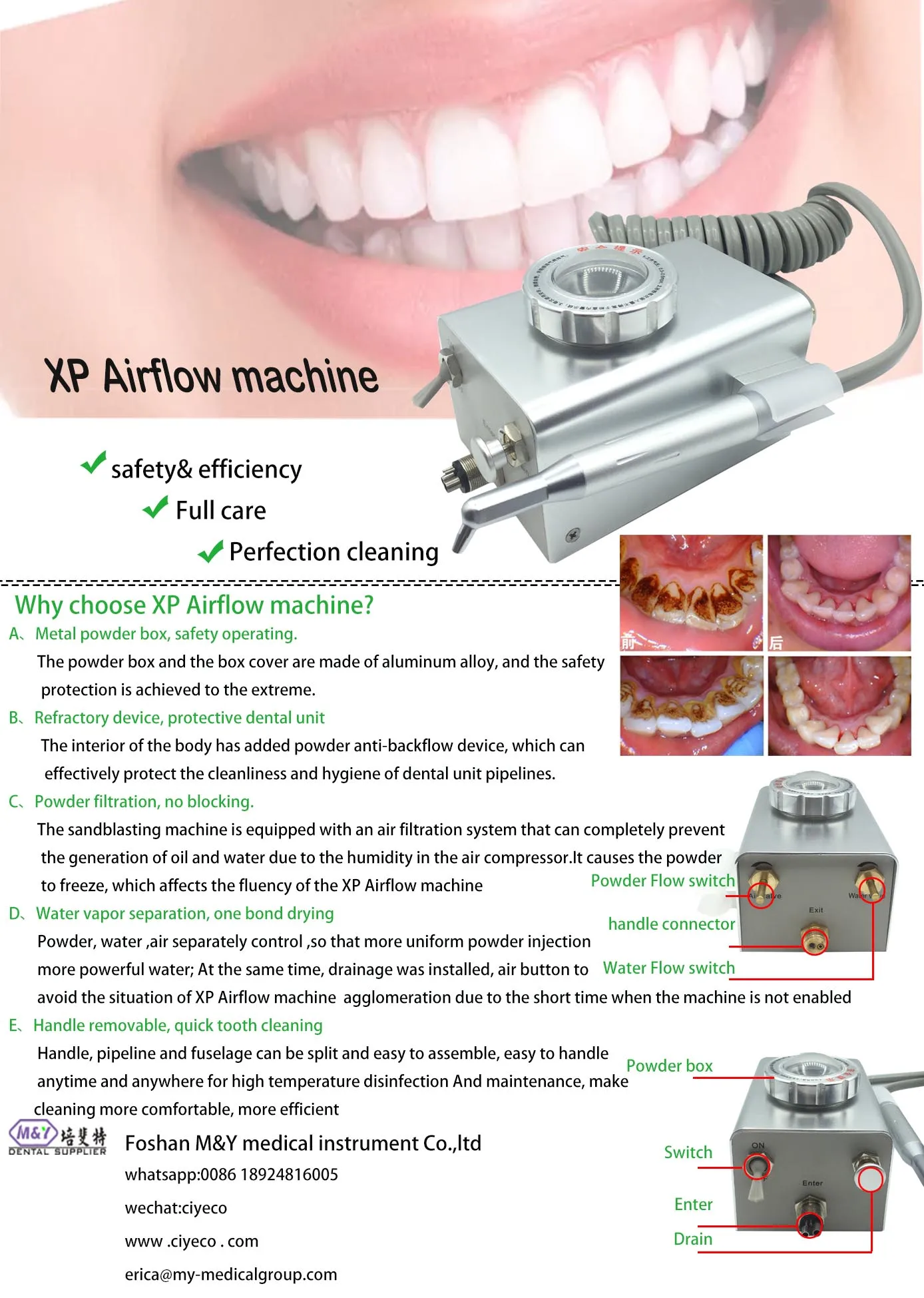 M&y Dental Equipment Polishing Machine Dental Air Prophy Jet Airflow
