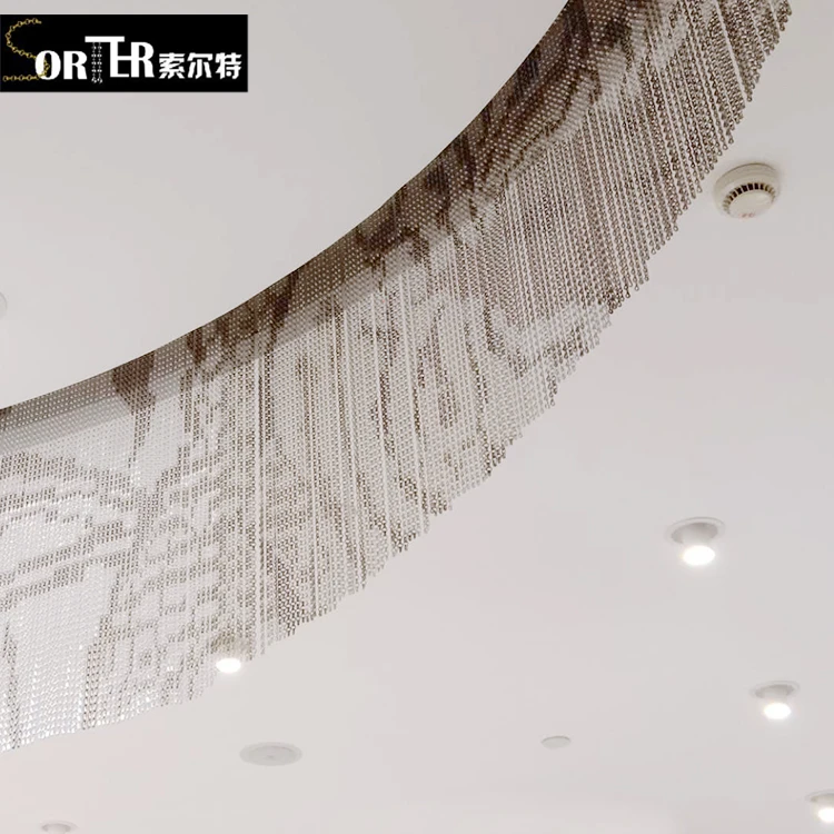 

new style aluminum link chain curtain wall with logo design, Red.green;sliver;blue;brass;coffel;black etc