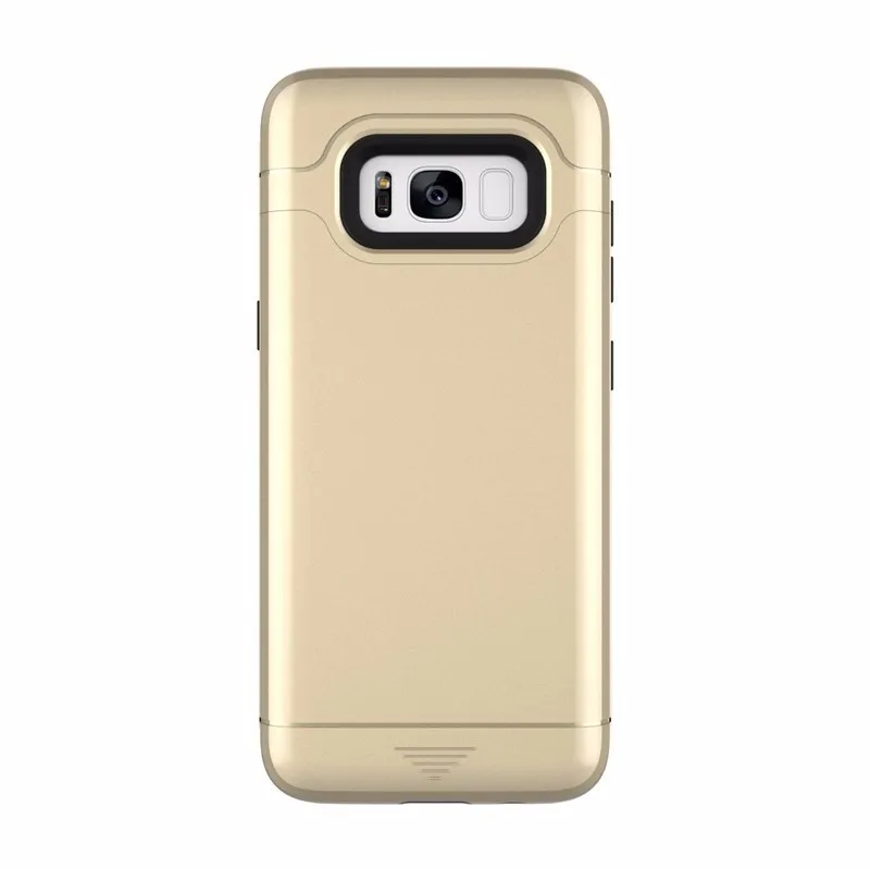 downward slide out Put in 2 Card Slot Phone Case for S8 S8 plus Card Slot Holder Dual Layer 2 in 1 TPU+PC Case For Galaxy S8