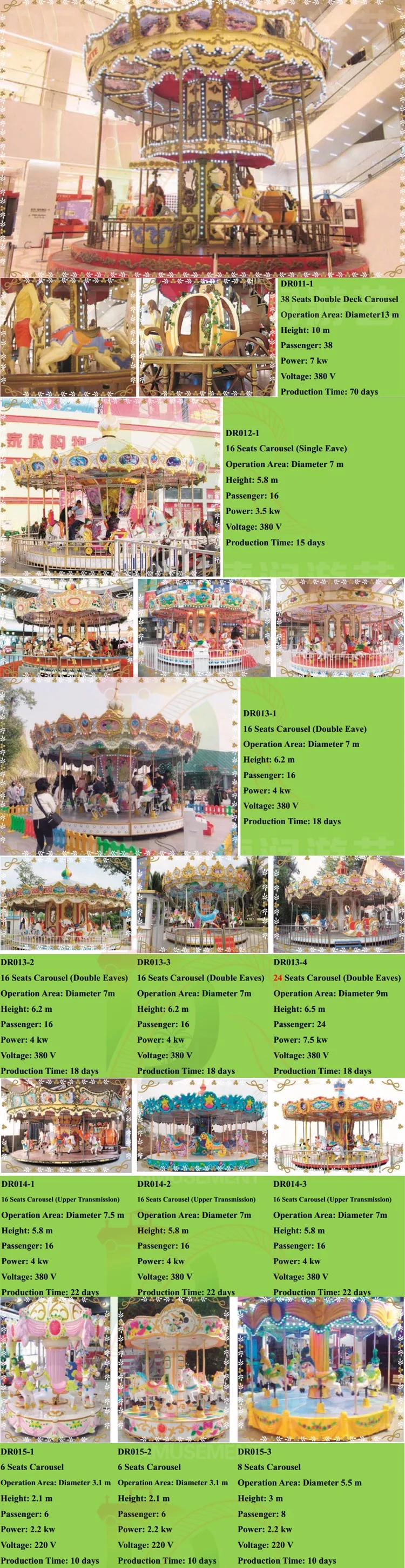 Video Available China Factory Cheap Price Good Quality Kids Mechanical Amusement Ride carousel horse for sale