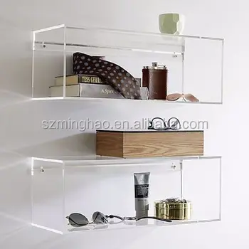 Single Or Double Plexiglass Hanging Shelves Acrylic Floating