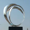 Abstract Stainless Steel Ring Sculpture With Rose Statue