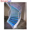 Professional indoor steel glass curved stairway