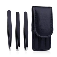 

HOT SELLING Best Design 3pcs Set Stainless Steel Eyebrow Tweezers With Bag High Quality