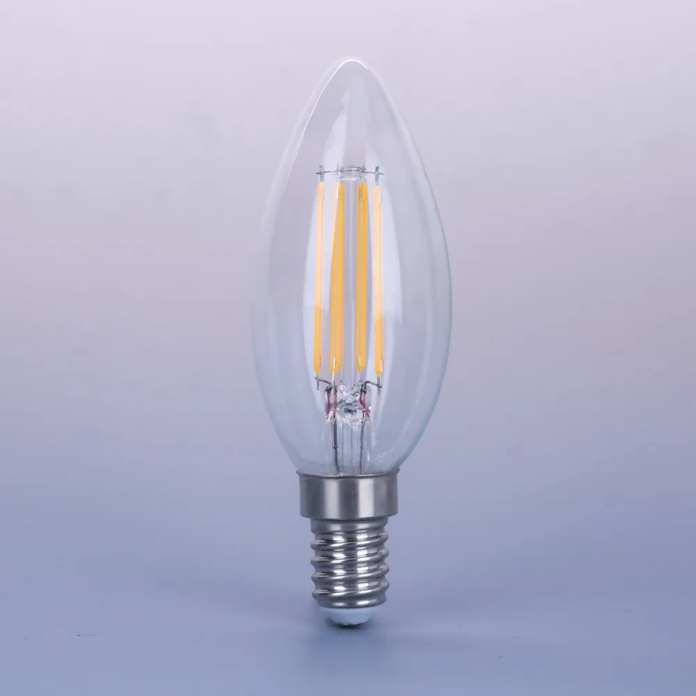 Very Popular 2W 4W  E12 E14 Base 360 Degree l candle light bulbs C35 led filament bulb CE EMC RoHs certificate