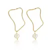 New Fashion Big Geometric Hoop Earrings Dainty Delicate Simple Oval Baroque Dangle Pearl Earrings Jewelry For Women