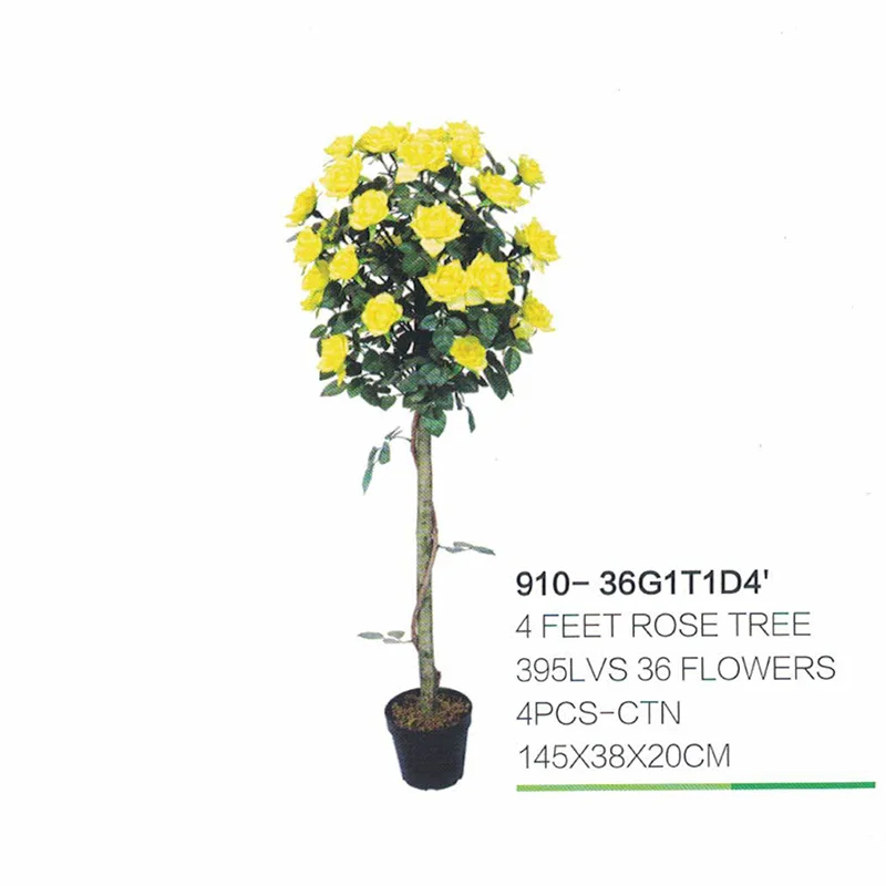 China Factory Artificial Yellow Rose Flower Tree Bonsai Rose Potted