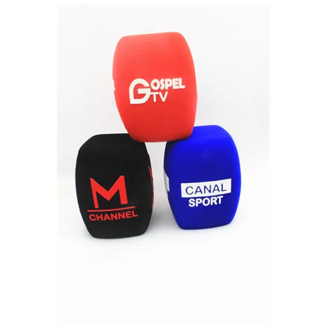 

Printing logo microphone foam high quality velvet logo printing 100 pcs mic windshield square windscreen, Black , white , blue and red