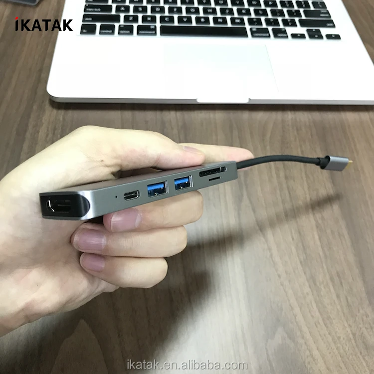 New Design 6 in 1 Compact 4K HDMI USB C Mini USB Dock for Macbook 