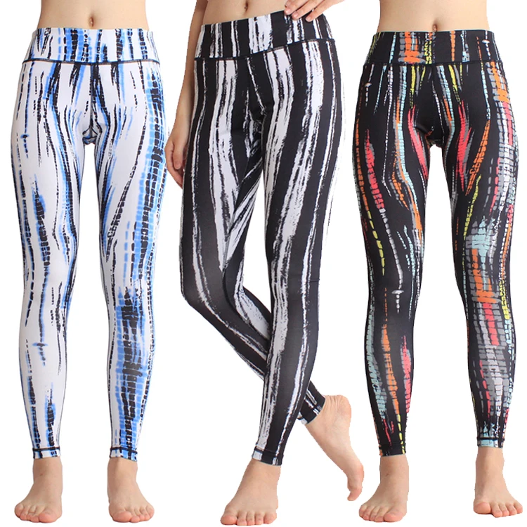 

Free Shipping Mix Color Printed Yoga Waistband Athletic Running Legging, Customized colors