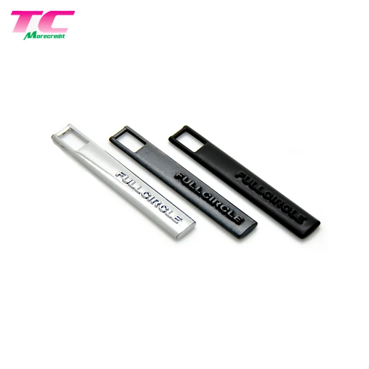 55 x 8mm Custom Design Embossed Logo Garment/Bag Metal Zipper Puller