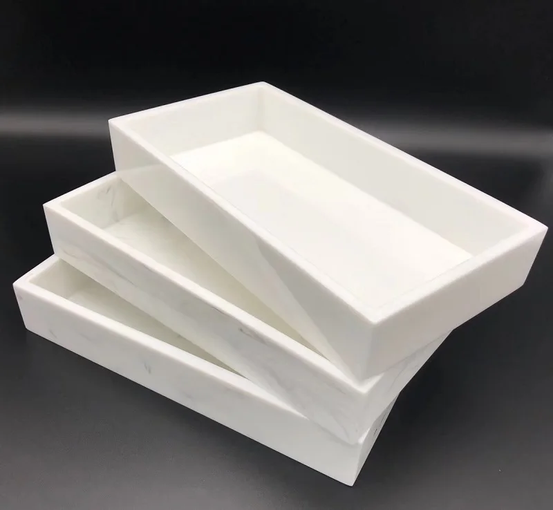 Rectangular white Minibar tray Hotel Bathroom accessories set Amenities Tray