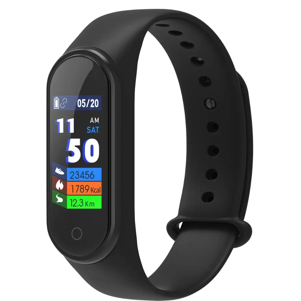 

Creatway pulse Healthy Sport Smart Band M4S with Pedometer Sleep Monitor Fitness Tracker, Black, blue, red