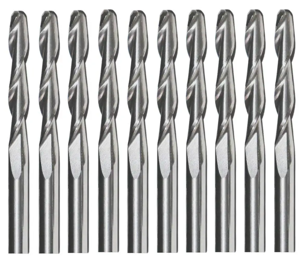Straight Shank 3.175x1.5x12mm 2 Flutes Spiral End Mills Drill Bit Tungsten 5Pcs
