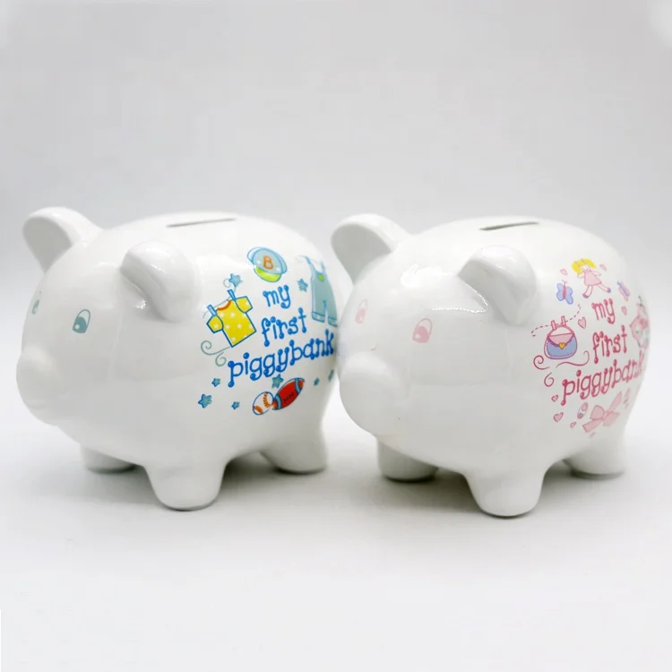 
Wholesale custom cartoon ceramic pig piggy bank for children 