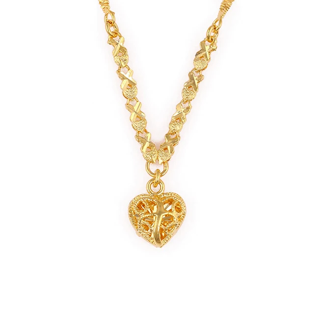 

Xuping gold 24K charm necklace, original design heart necklace for women