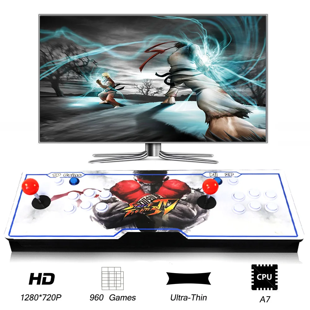 

WINIT TV, PC Home Game Console Slim Wooden Dragon 2 Players 960 in 1 Arcade Joystick Video Game Console