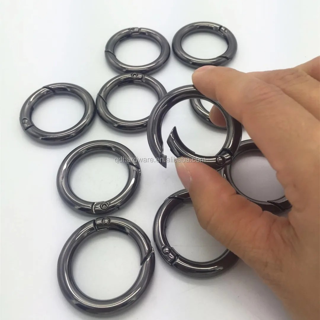 12pcs Mini Gold Silver Circle Round Carabiner Spring Snap Clip Hook Keychain 