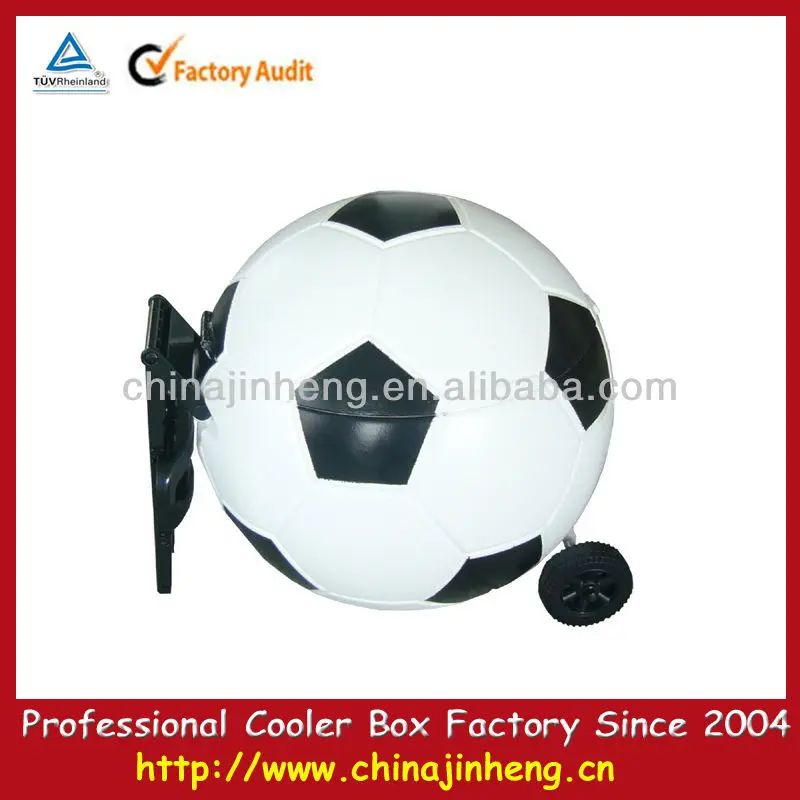 PU insulated plastic cooler,football shaped cooler,cooler box with wheels
