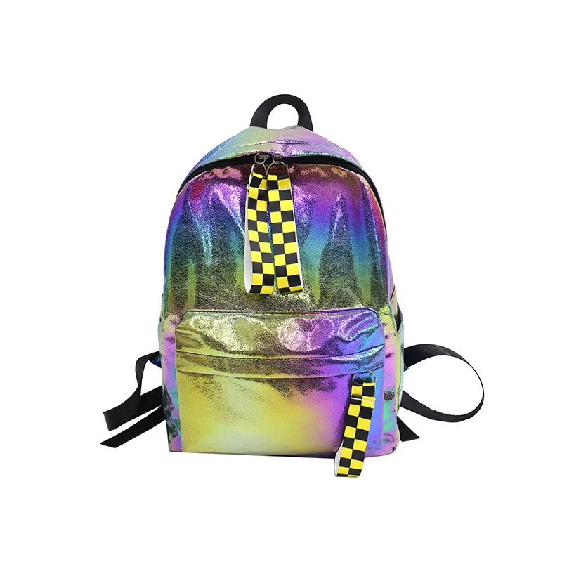 

Fashion Multicolor Holographic Backpack school bag waterproof teenager backpack for girls and kids, Silver