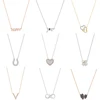 2019 SWA High Quality Rose Gold Four-leaf clover Heart Shaped Butterfly Interwoven Ribbon Love Fashion Women Clavicle Necklace