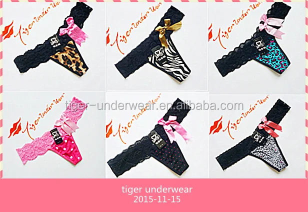 

hot high quality sexy lace thongs ,G-string with bowtie