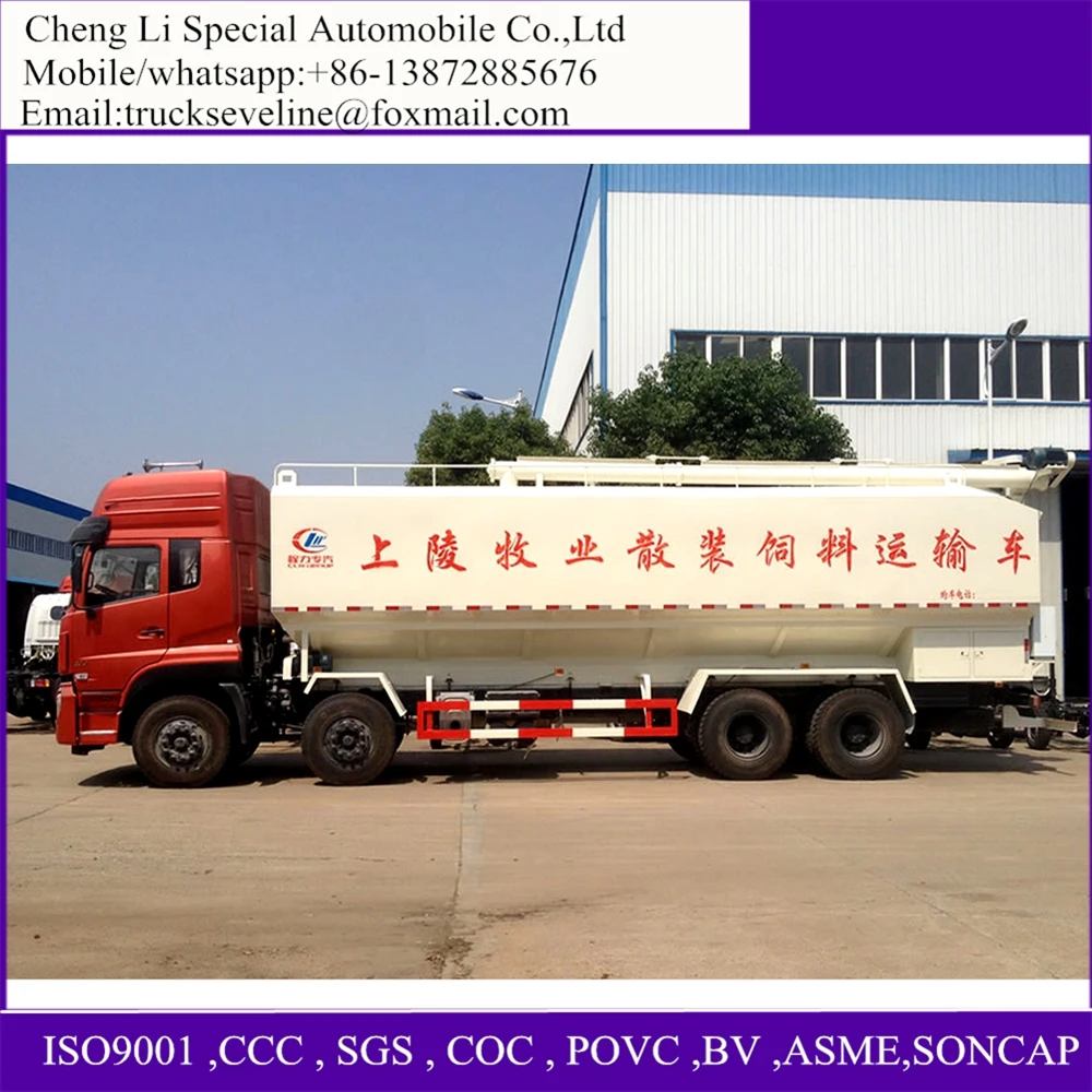 Farm Using 8x4 12 Wheels 40 Cbm Bulk Feed Tank Truck 25 Tons Bulk Feed
