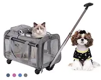 

Pet Carrier with Wheels Luxury Pet Bag Strollers with Comfortable Fleece Mat for Travel Hiking Camping Dog Carrier