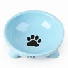 Wholesale Footprints Pet Cat Food Tableware Triangular Ceramic Dog Bowl