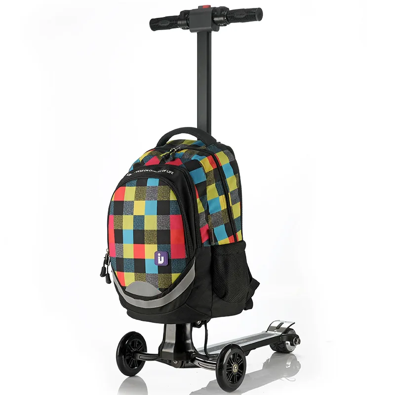 

backpack on scooter Smart travel Backpack with wheels Detachable skateboard